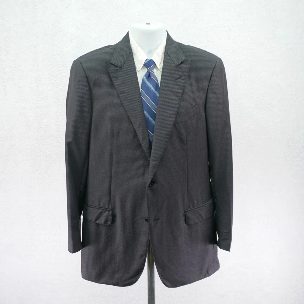 NEW‎ Ermenegildo Zegna Black Striped Trofeo Wool 2 Piece Suit 38L 33 / 32